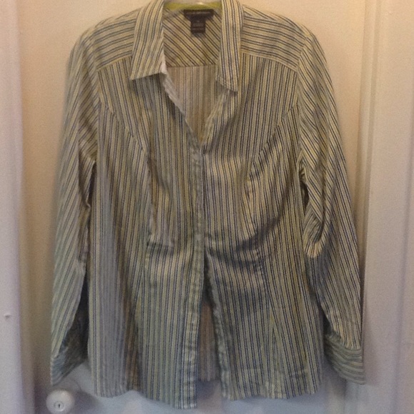 Lane Bryant Tops Vneck Green Striped Button Down Shirt Poshmark